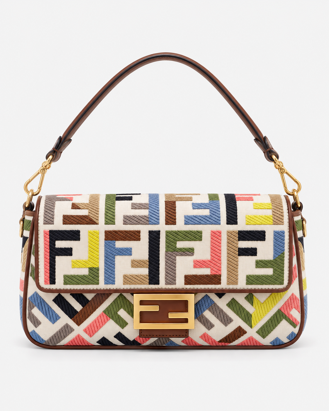 Fendi Baguette Multicolor FF – Canvas Ricamato