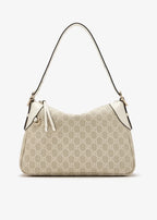 Gucci GG Emblem Medium Shoulder Bag – Beige & White.
