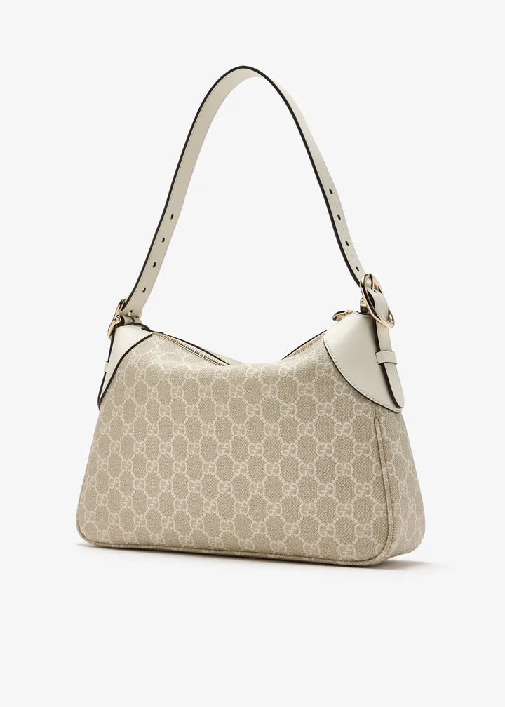 Gucci GG Emblem Medium Shoulder Bag – Beige & White.