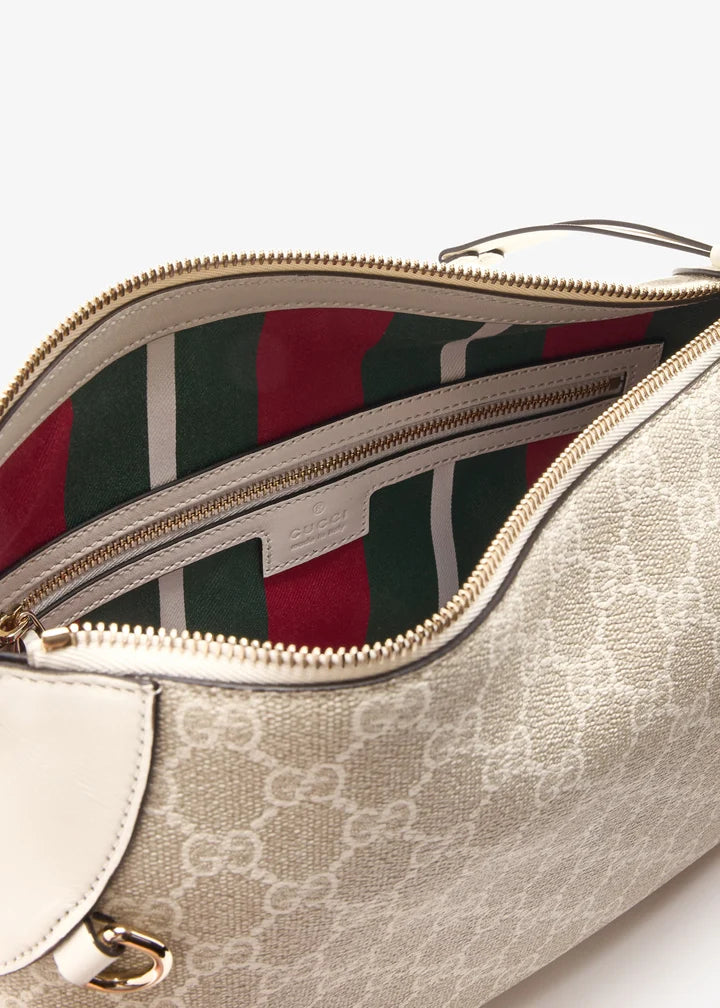 Gucci GG Emblem Medium Shoulder Bag – Beige & White.