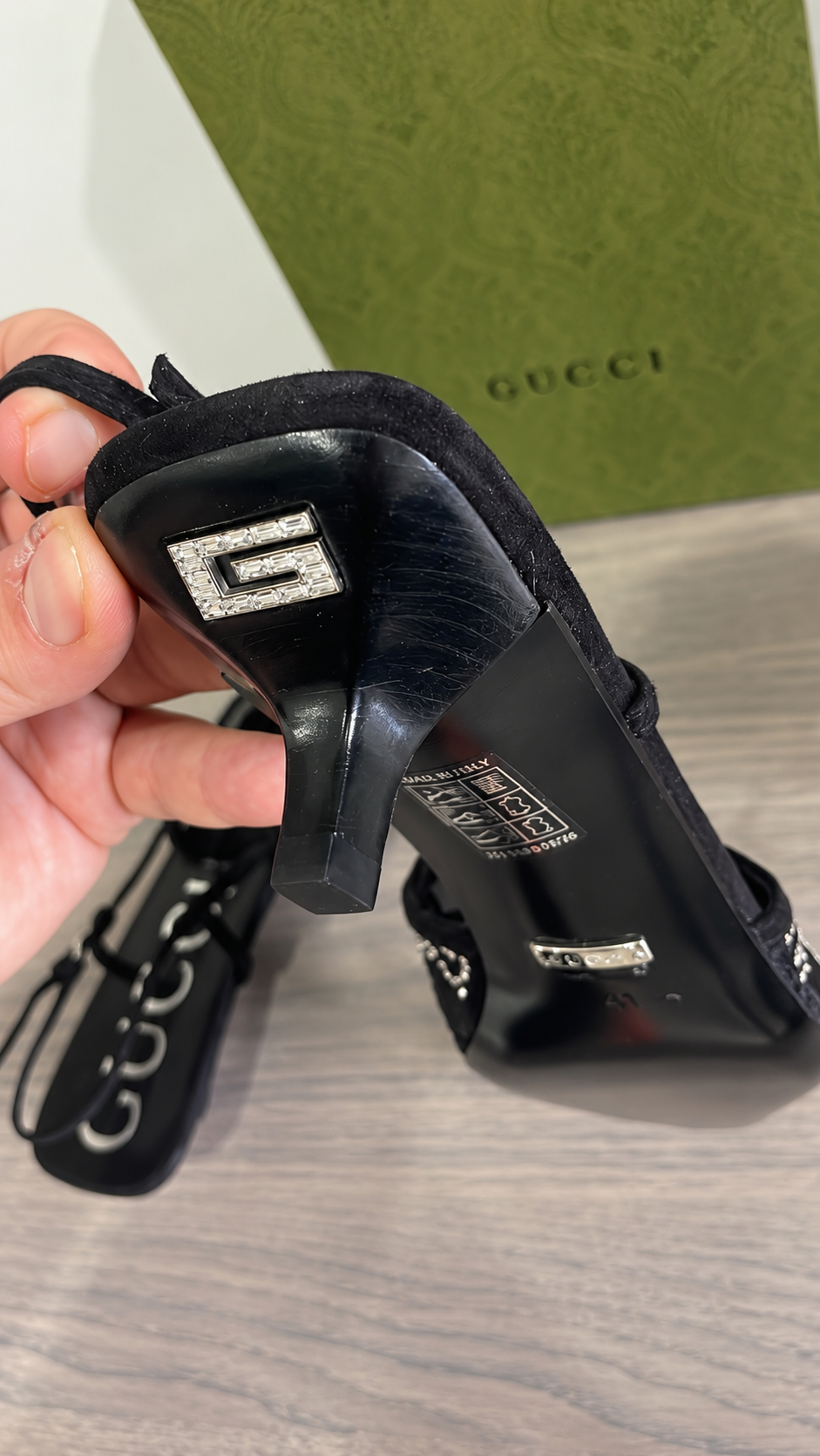 Gucci GG Crystal Slingback – Black