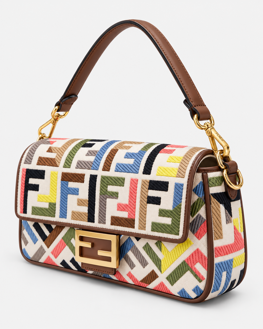 Fendi Baguette Multicolor FF – Canvas Ricamato