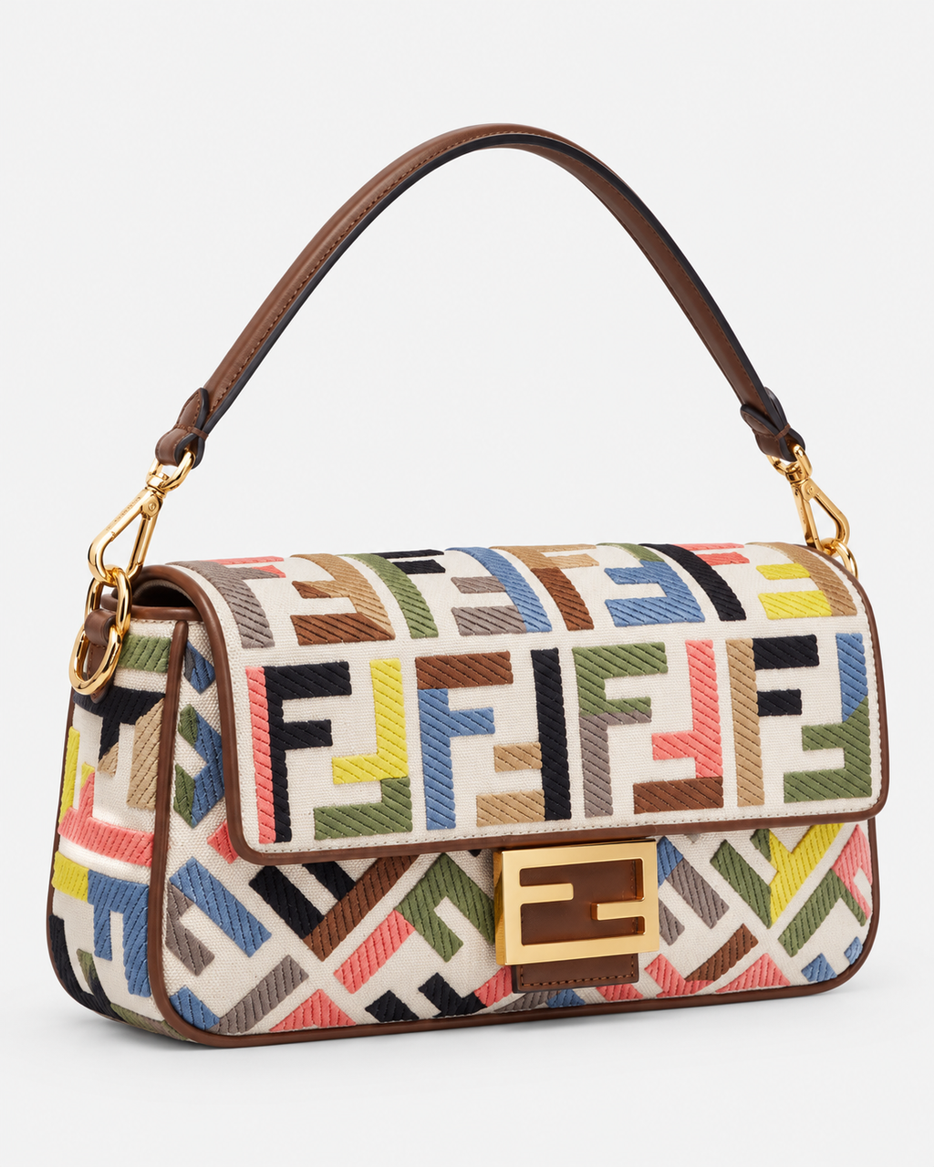 Fendi Baguette Multicolor FF – Canvas Ricamato